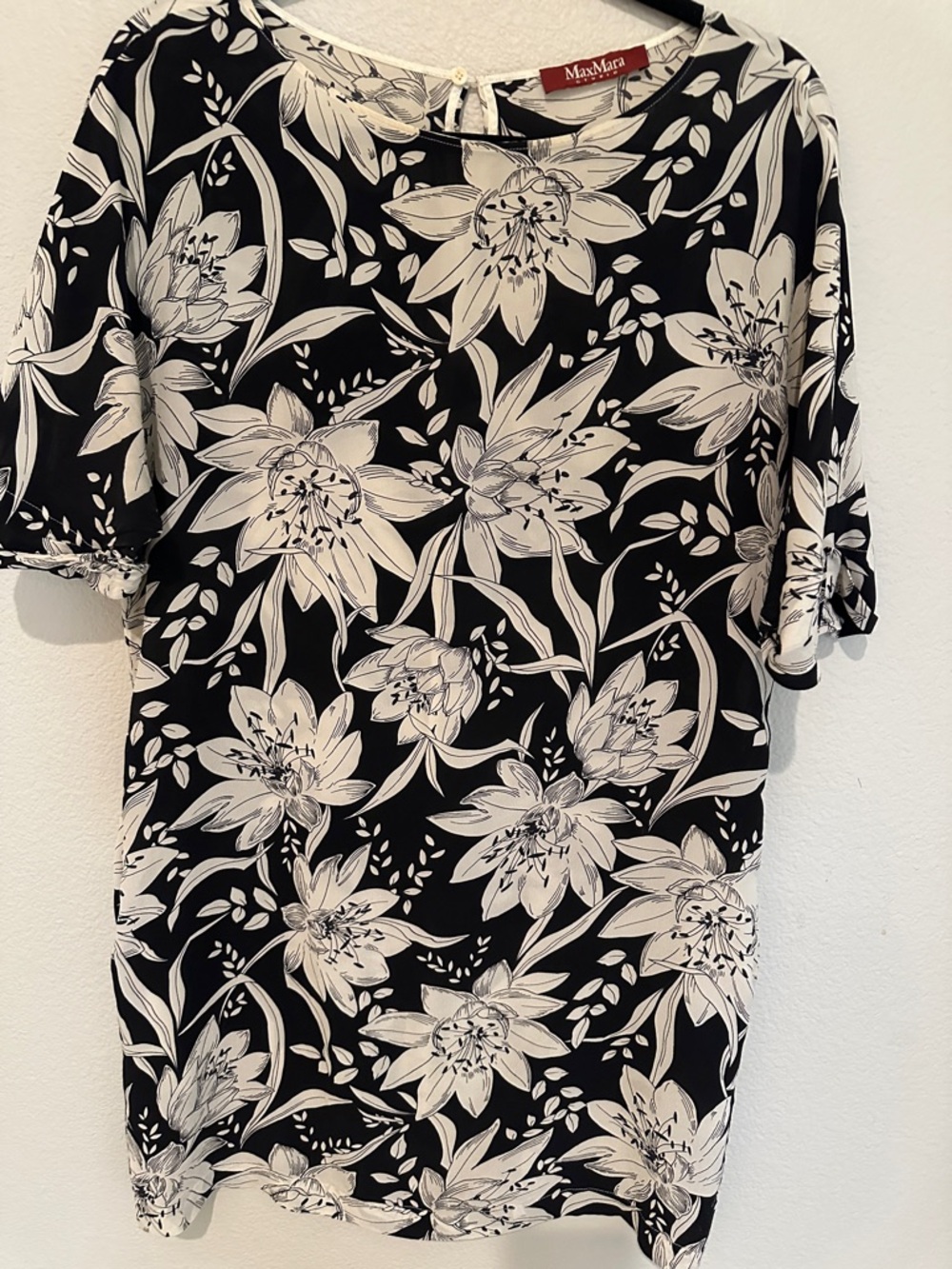 Max Mara Studio Black and White Floral Mini Dress